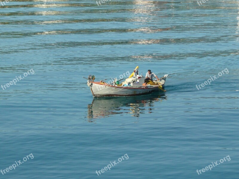 Sea Boat Fisher Greece Water