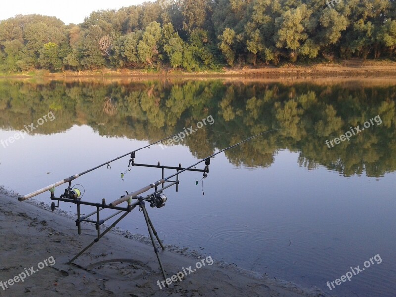 Angler Fishing Rods Water River Summer