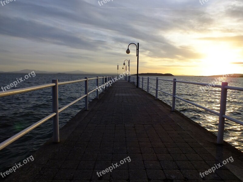 Sunset Web Sea Pier Port