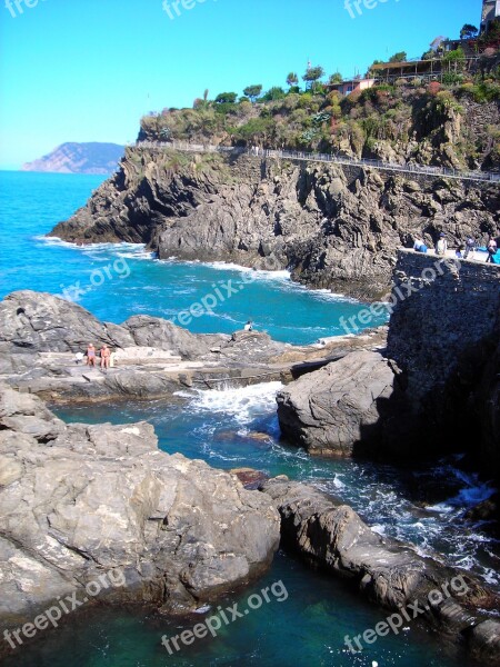 Coast Rocky Sea Azure Italy