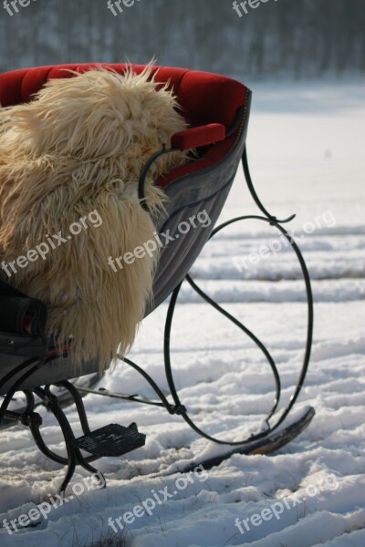 Horse Drawn Sleigh Winter Snowfield Cold Free Photos