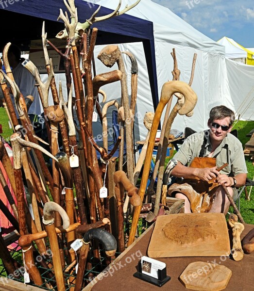 Walking Stick Cane Man Artwork Wood Carving