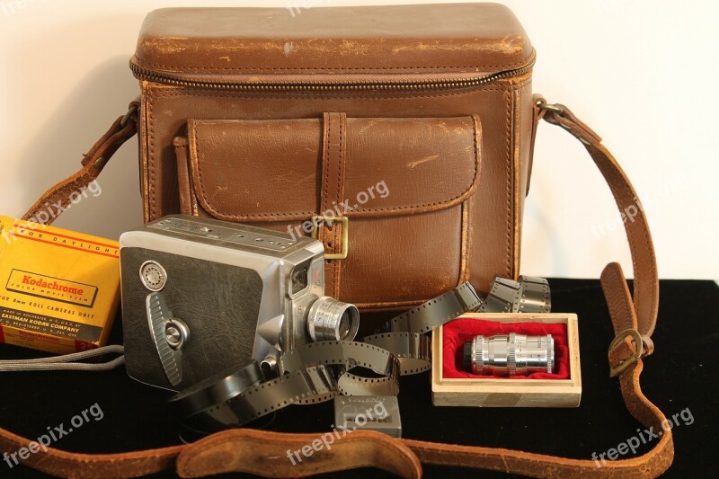 Antique Camera Film Leather Bag Lenses