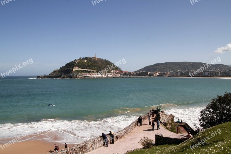 Landscape San Sebastian The Concha Bay Spring Free Photos