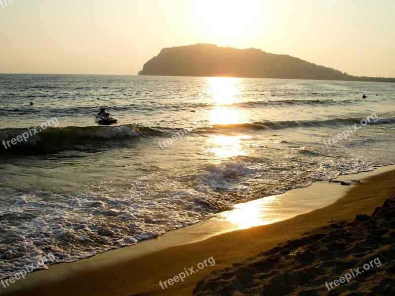 Sunset Beach Light Cliff Sea