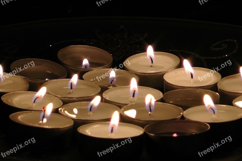 Tea Candles Candle Flame Inside Fire