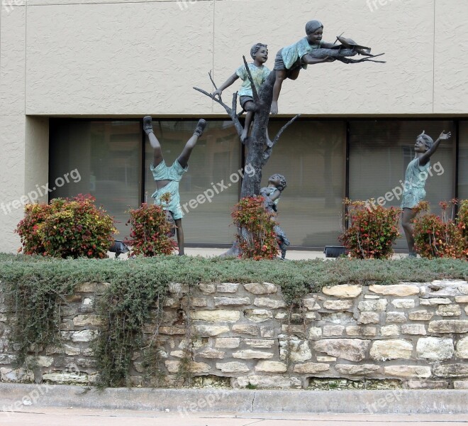 Kids Playing Sculpture Ornamental Art