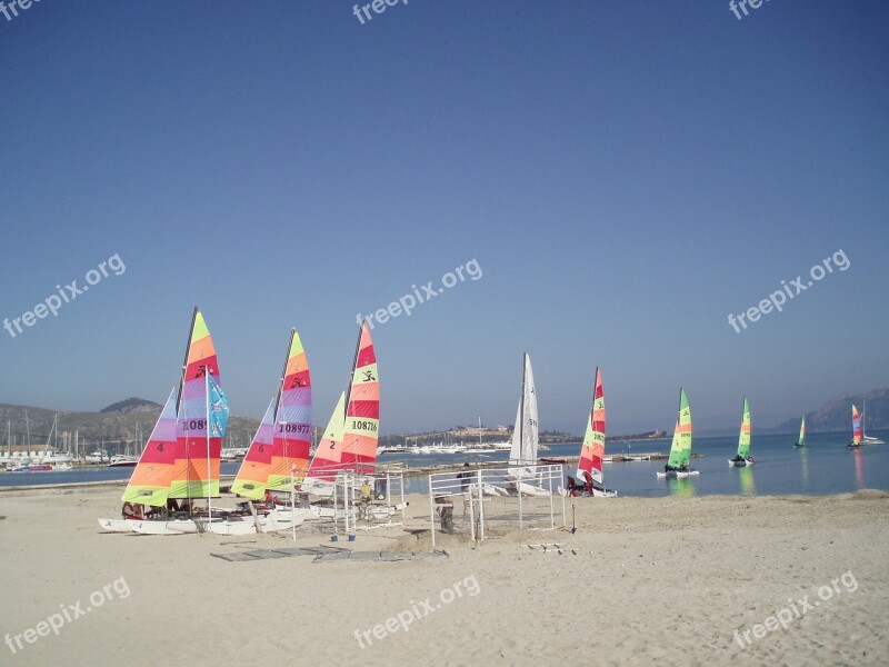 Sea Sail Boats Colorful Water