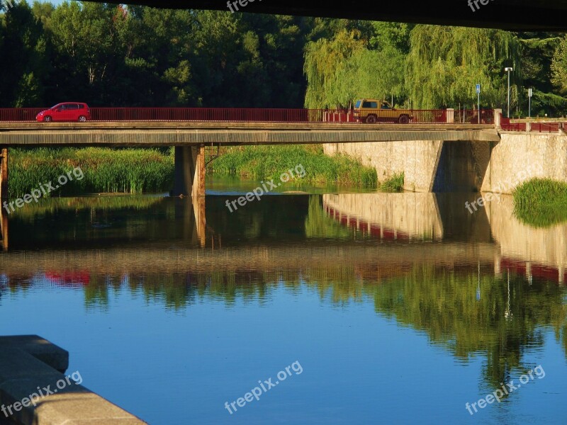 Reflection Water Canal Blue Car