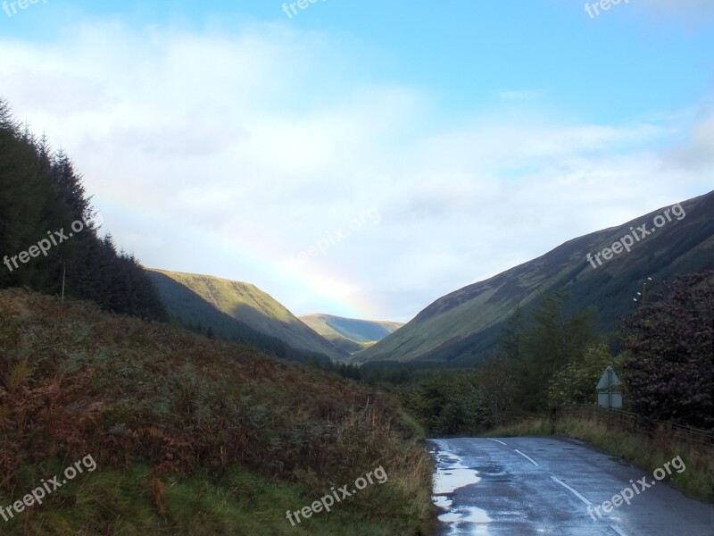 Road Rain Rainbow Scotland North Scotland