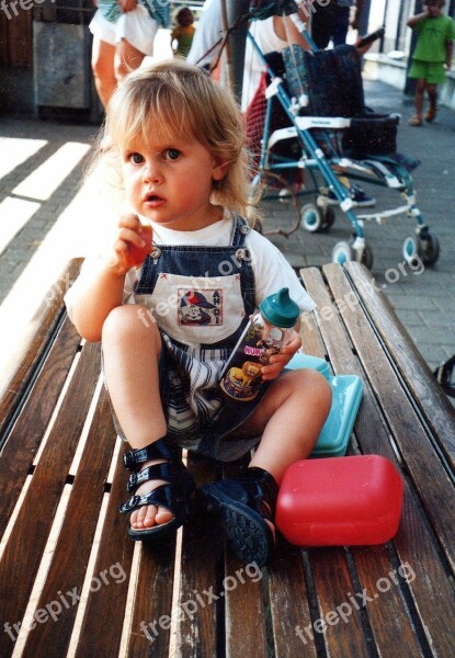 Child Little Girl Daughter Eat Drink