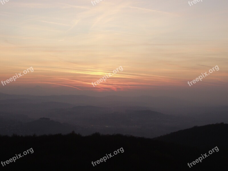 View Sunset Mountains Hill Sun