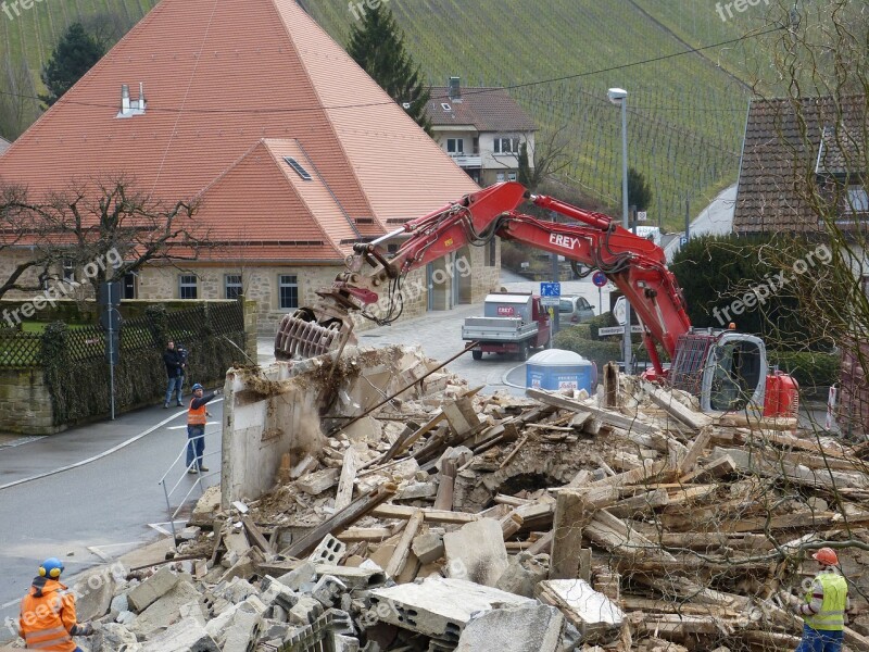 House Demolition Work Excavators Site