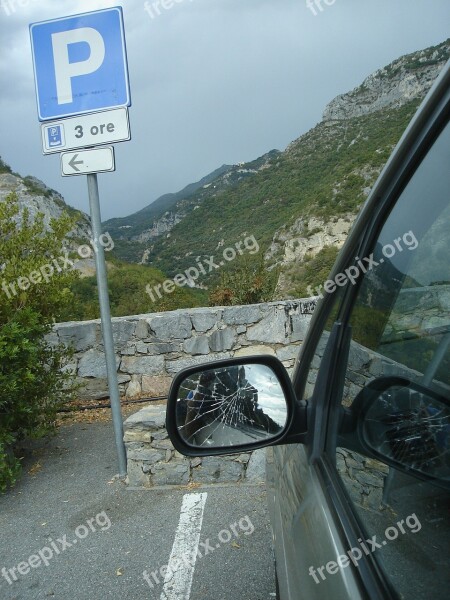 Broken Mirror Auto Italy Car Park Outlook