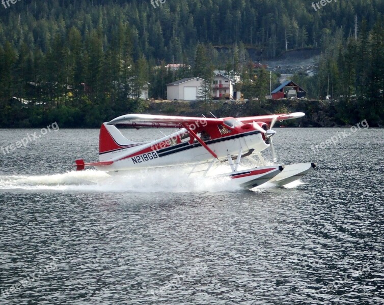 Float Plane Seaplane Flying Aerial Alaska