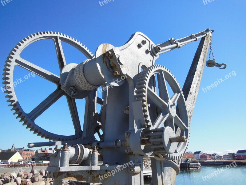 Harbor Old Crane Hoist Gear Metal