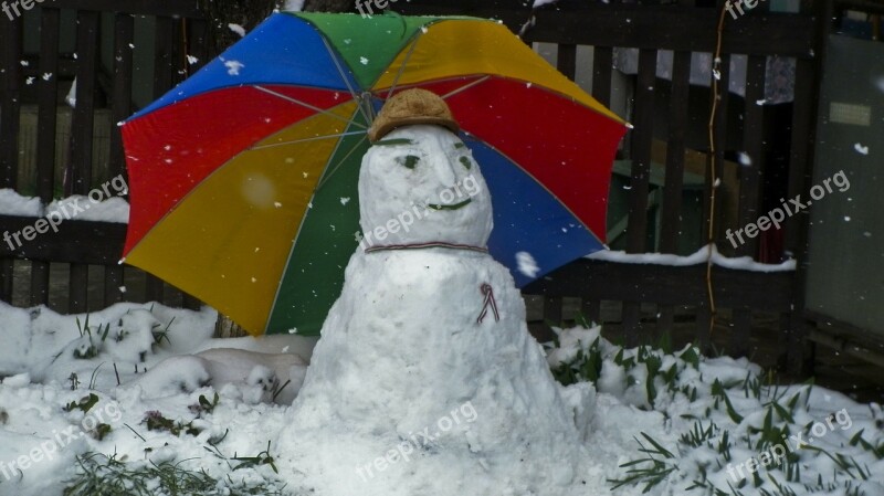 March Snowman Parasol Free Photos