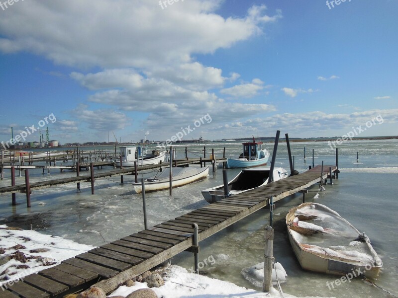 Natural Harbor Jetty Ice Water Winter