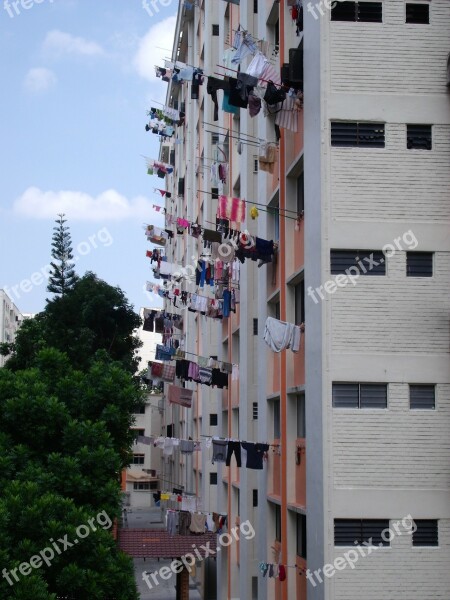 Singapore Laundry Drying Building Facade