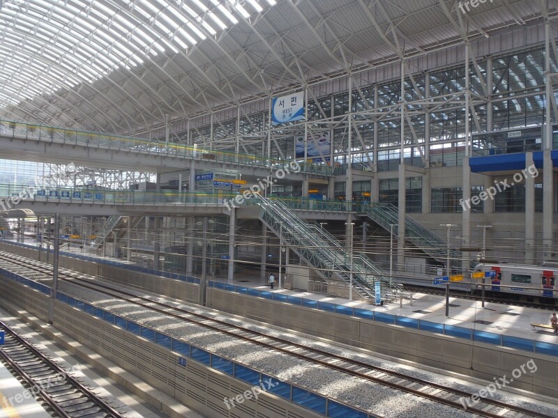 Railway Station Korea Platform Train Railway