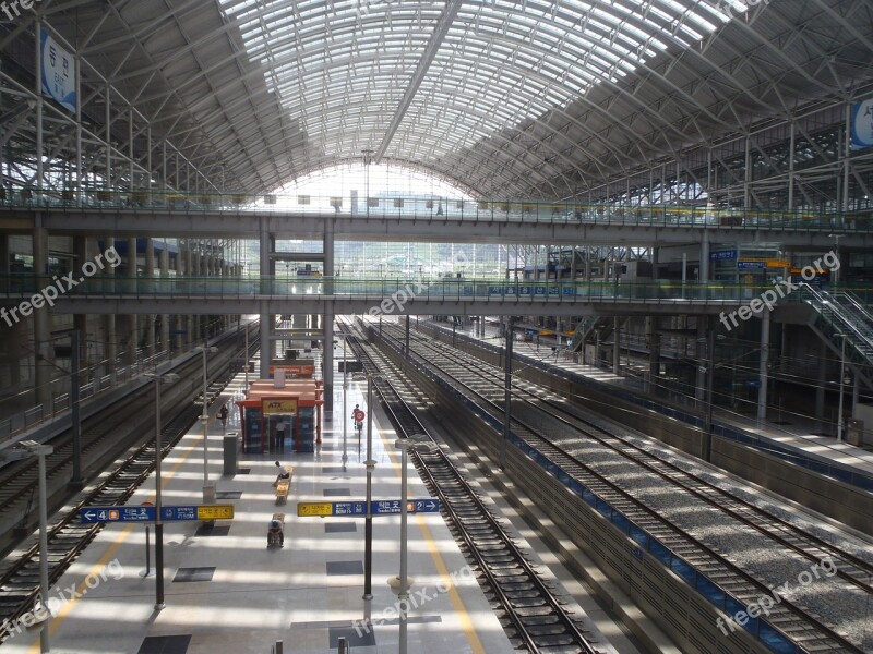 Railway Station Korea Platform Train Railway