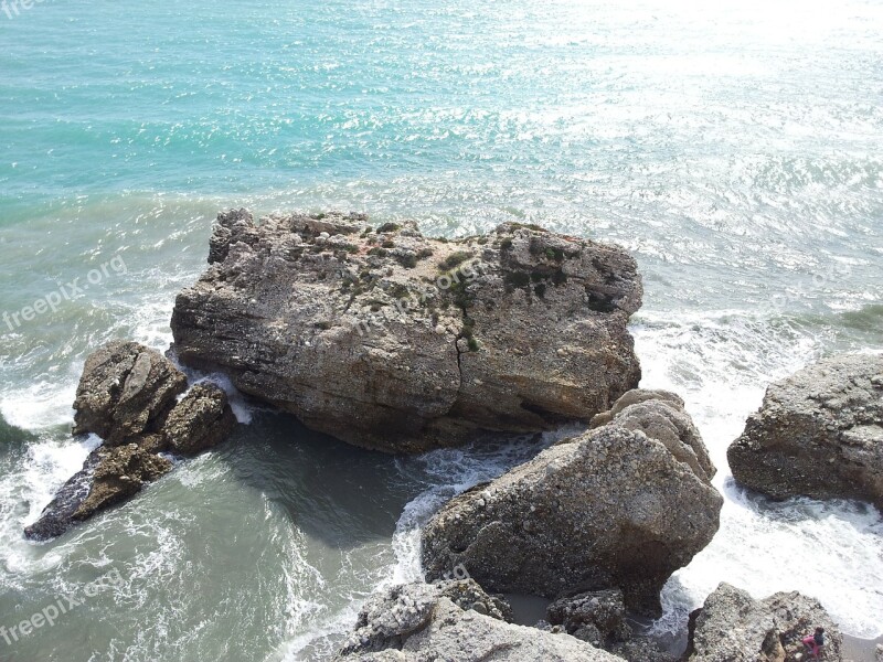 Beach Sea Rock Nerja Sun