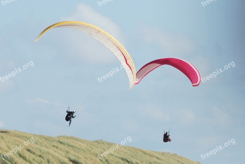 Hang Glider Sun Summer Sand Sea