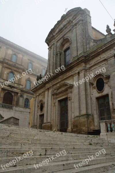 Italy Sicily Caltagirone Fog Stairs