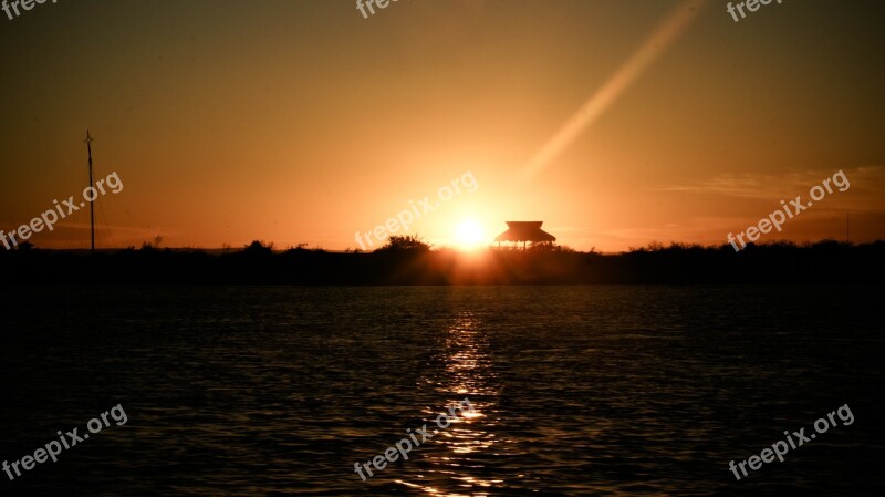 Sunset Sea Ocean Ocher Mexico