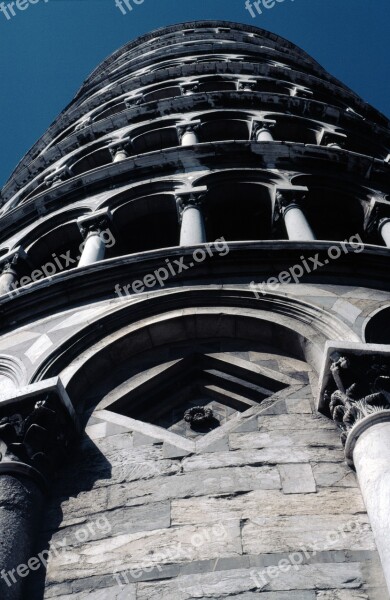 Pisa Leaning Tower Campanile Italy Columnar