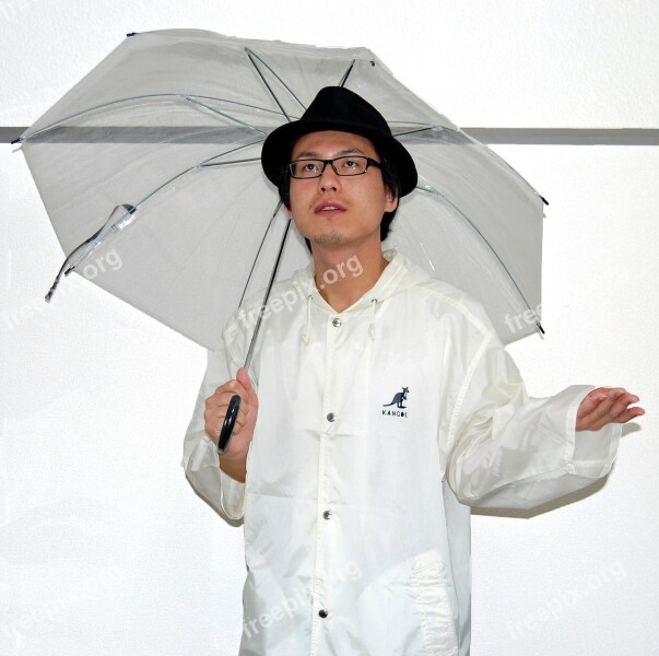 Male Person Umbrella Rain Coat Vinyl