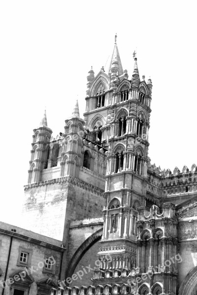 Palermo Monochrome Black And White Cathedral Church