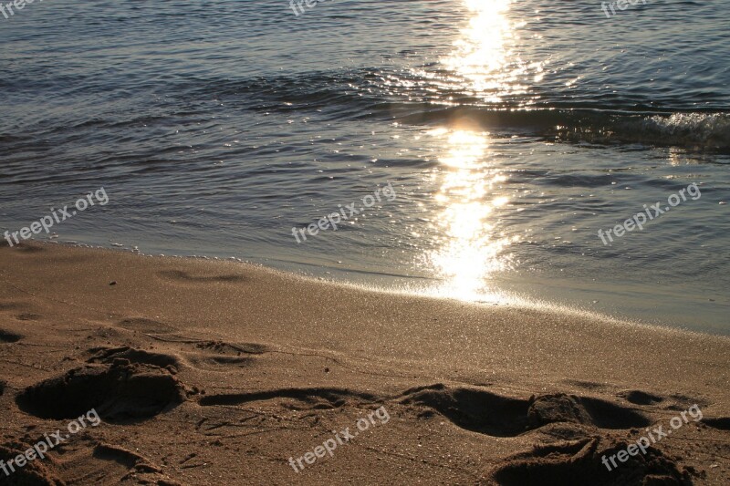 Beaches Sand Waves Sunrise Reflections