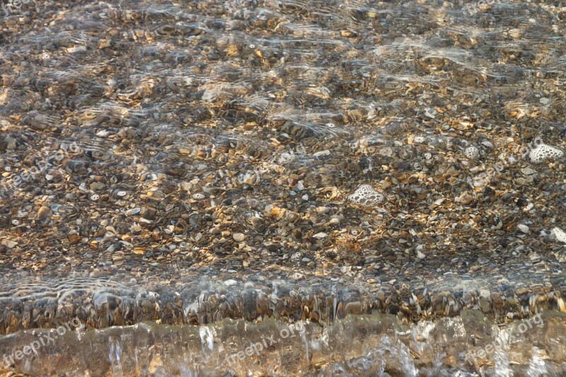 Beach Pebbles Clear Water Sea