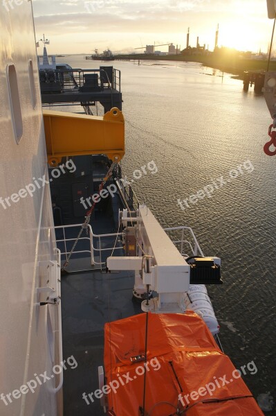 Ship Port Sunrise Water Boat