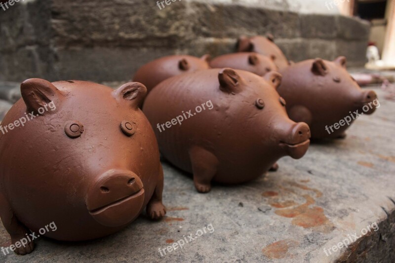 Piggy Piggy Bank Finance Clay Clay Art