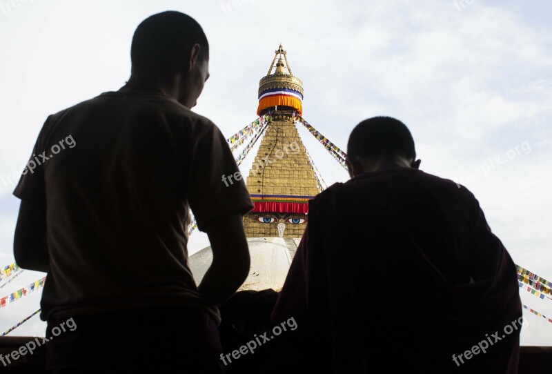 Stupa Buddha Buddhism Monks Shadows