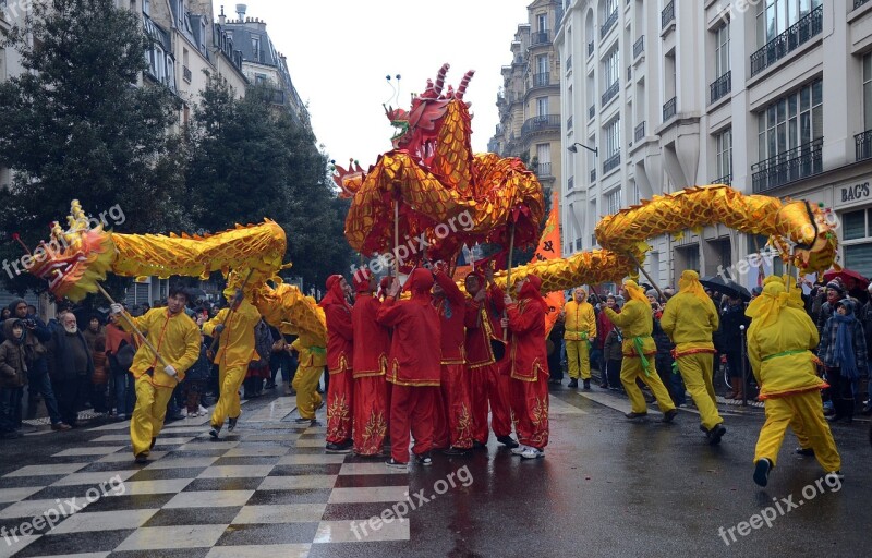 Paris France Chinese New Year People Celebration