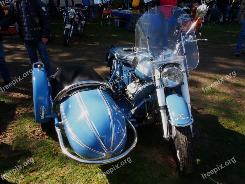 Moto Guzzi Motorcycle Cycle Sidecar Blue