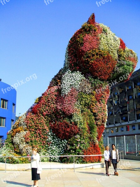 Bilbao Spain Figure Flowers Dog