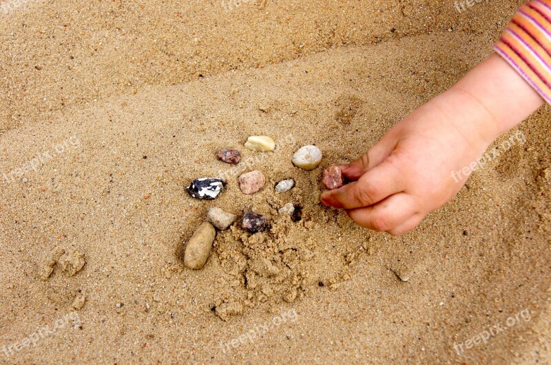 Sand Summer Hand Child Stones