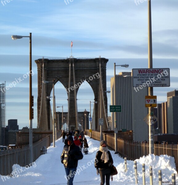 Brooklyn Bridge New York City Urban Landmark Famous