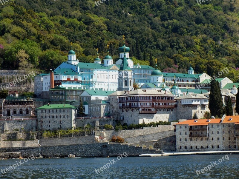 Mount Athos Greece Monastery Building Structure