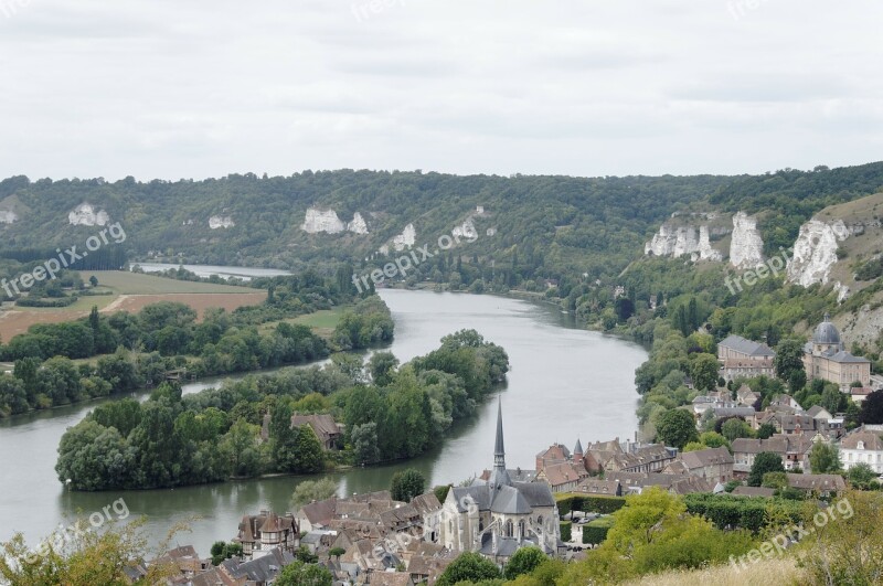 Village Les Andelys Seine Cliffs River