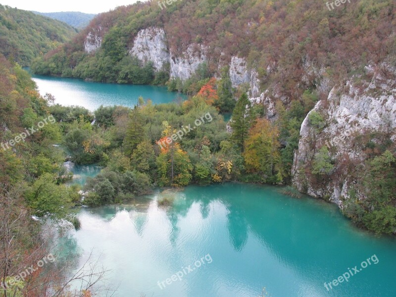 Plitvice Lake Terrace Autumn Colors Of Autumn Depths