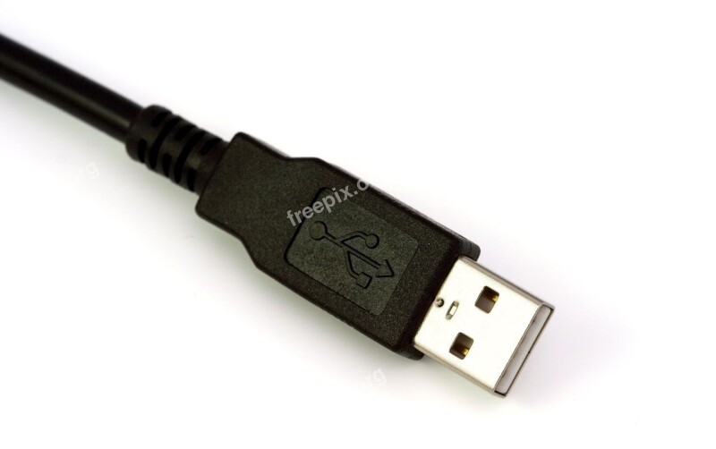 Background Black Cable Isolated Usb