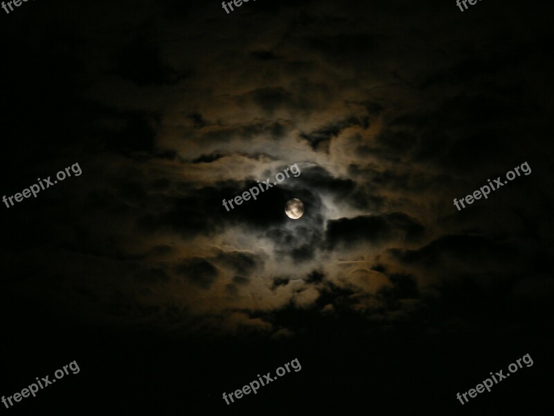 Black Clouds Dark Moon Night