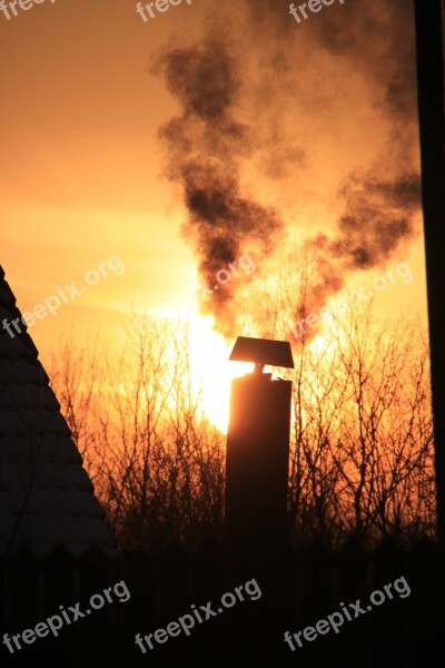 Chimney House Orange Roof Sky