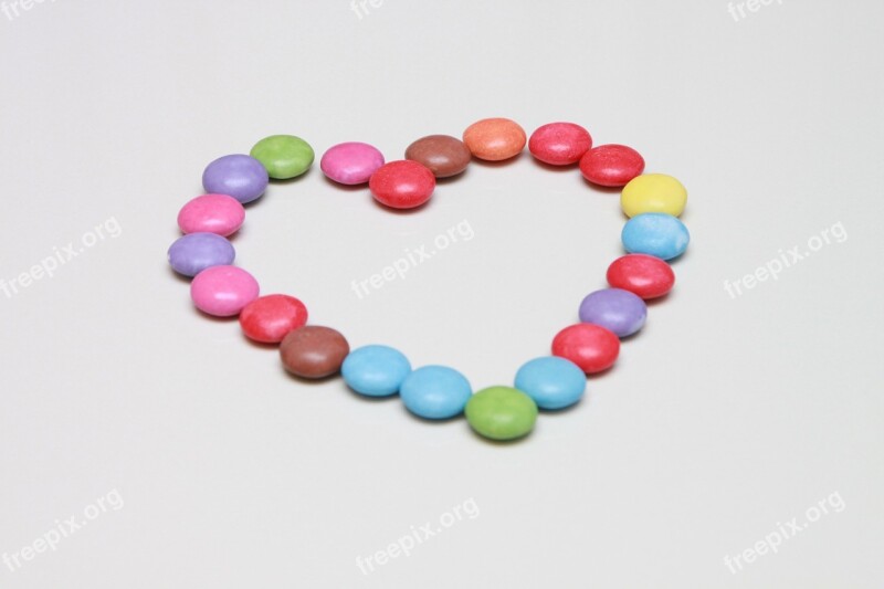 Candies Colored Heart Love Red