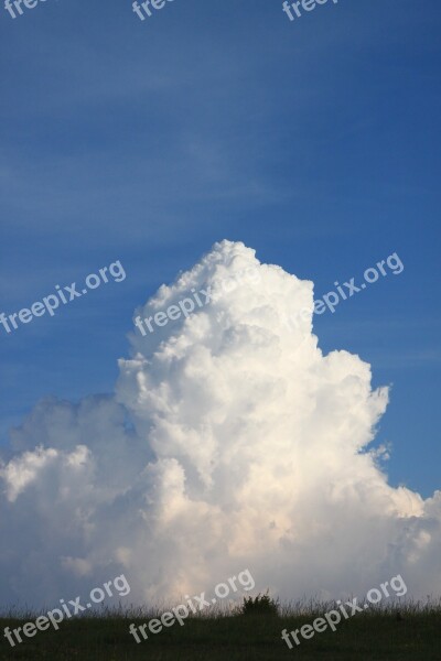 Blue Clouds Fluffy Mountains Sky